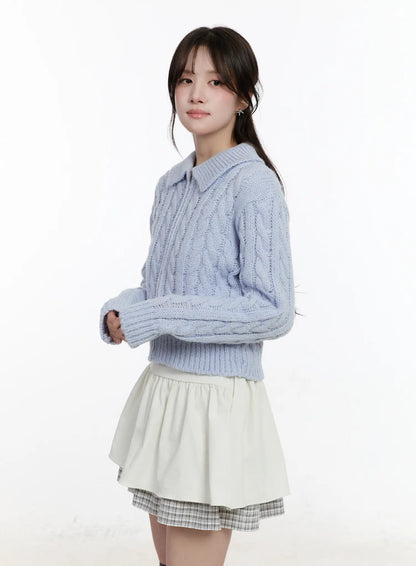 Cable Knit Zip-Up Jacket CM510