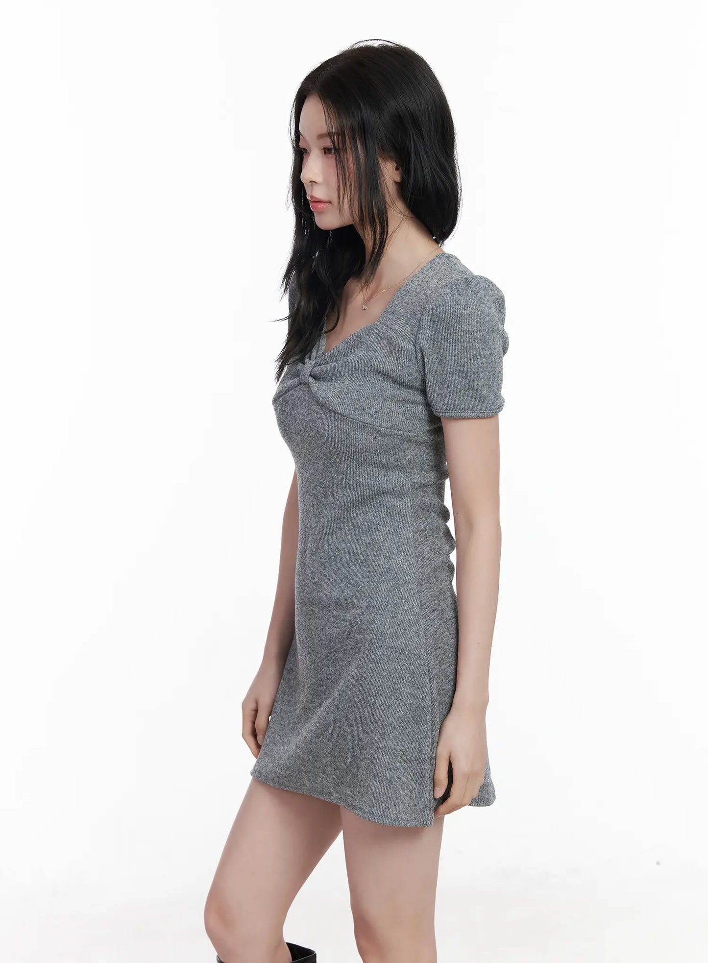 Bow Accent Short Sleeve Mini Dress CA509