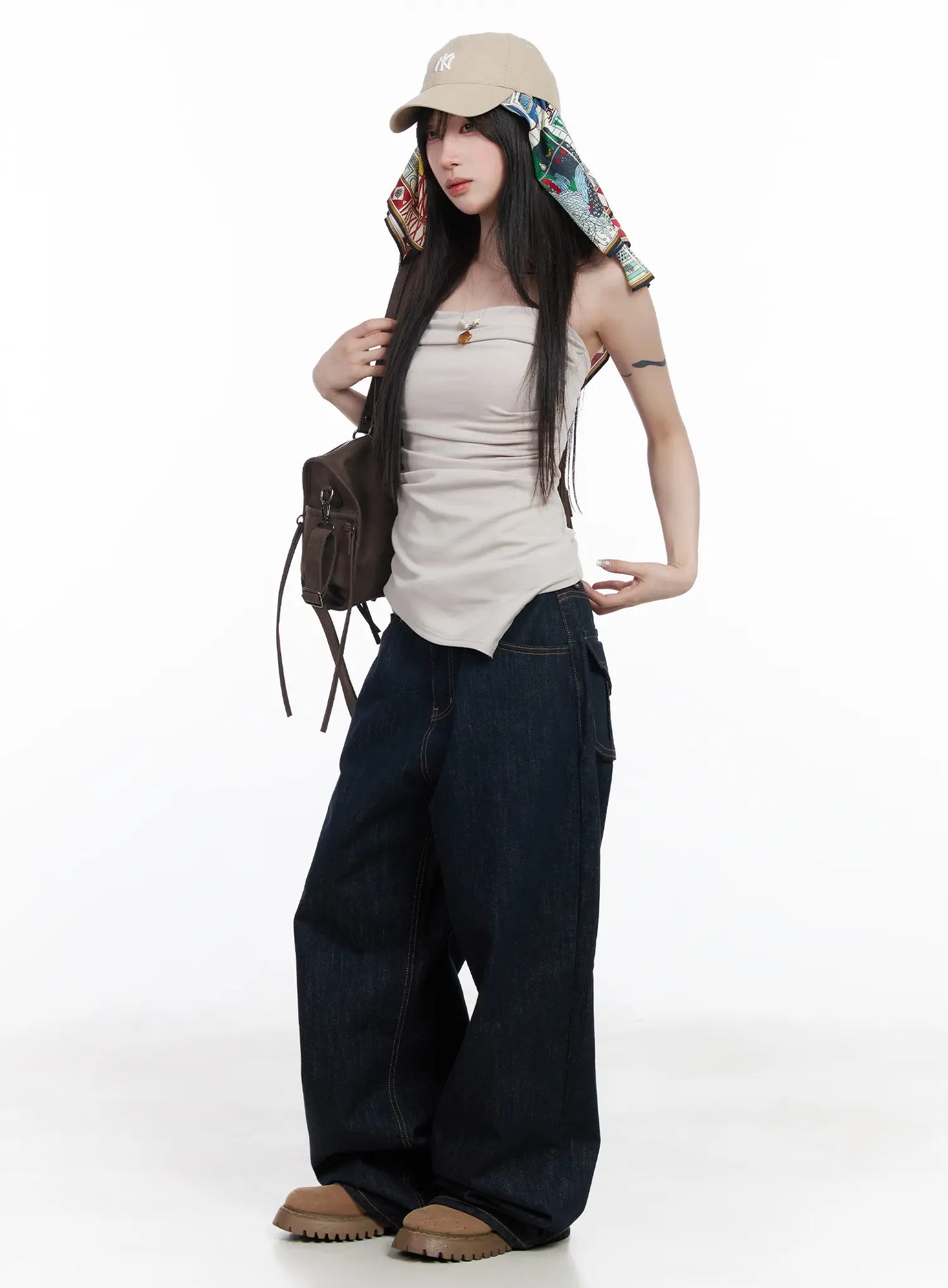 Asymmetric Shirred Tube Top CF523