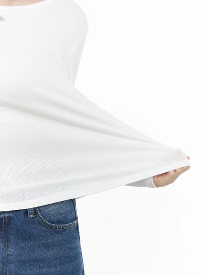Basic Boat Neck Long Sleeve Top CJ506
