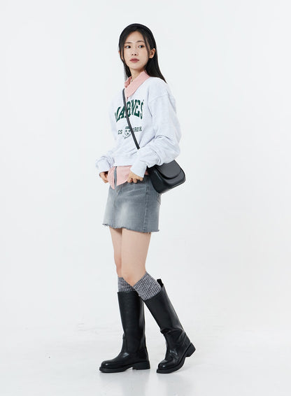 Basic Round Toe Wide Long Boots OS19