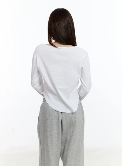 Casual U-Neck Long Sleeve Tee CN525