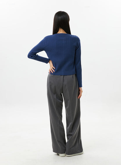 Cable Knit Round Neck Cardigan OS305