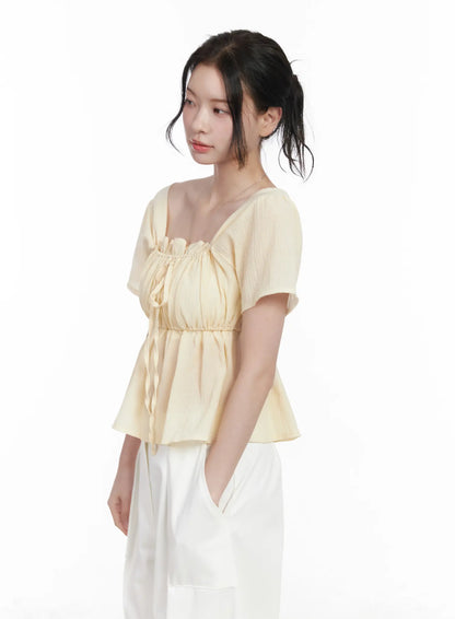Chiffon Ruffle Short Sleeve Blouse CA510