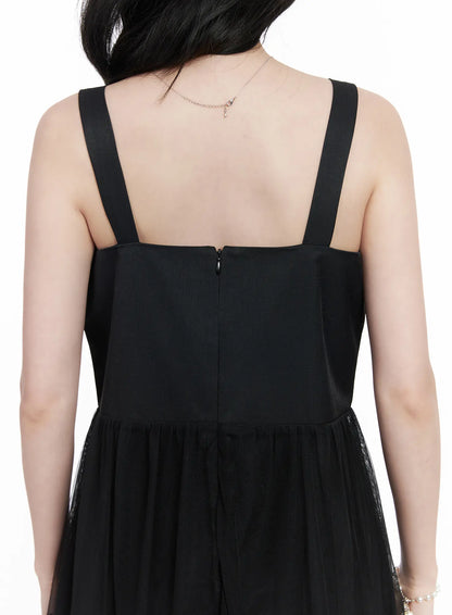 Bow Tiered Tulle Midi Dress CA509
