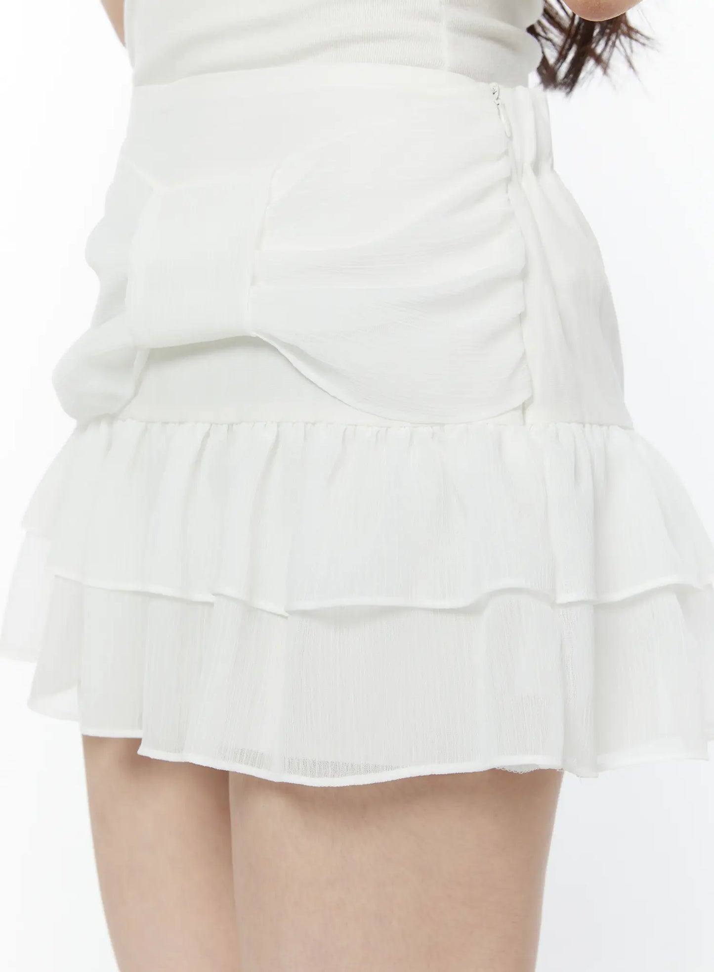 Bow Waist Tiered Mini Skirt IY511