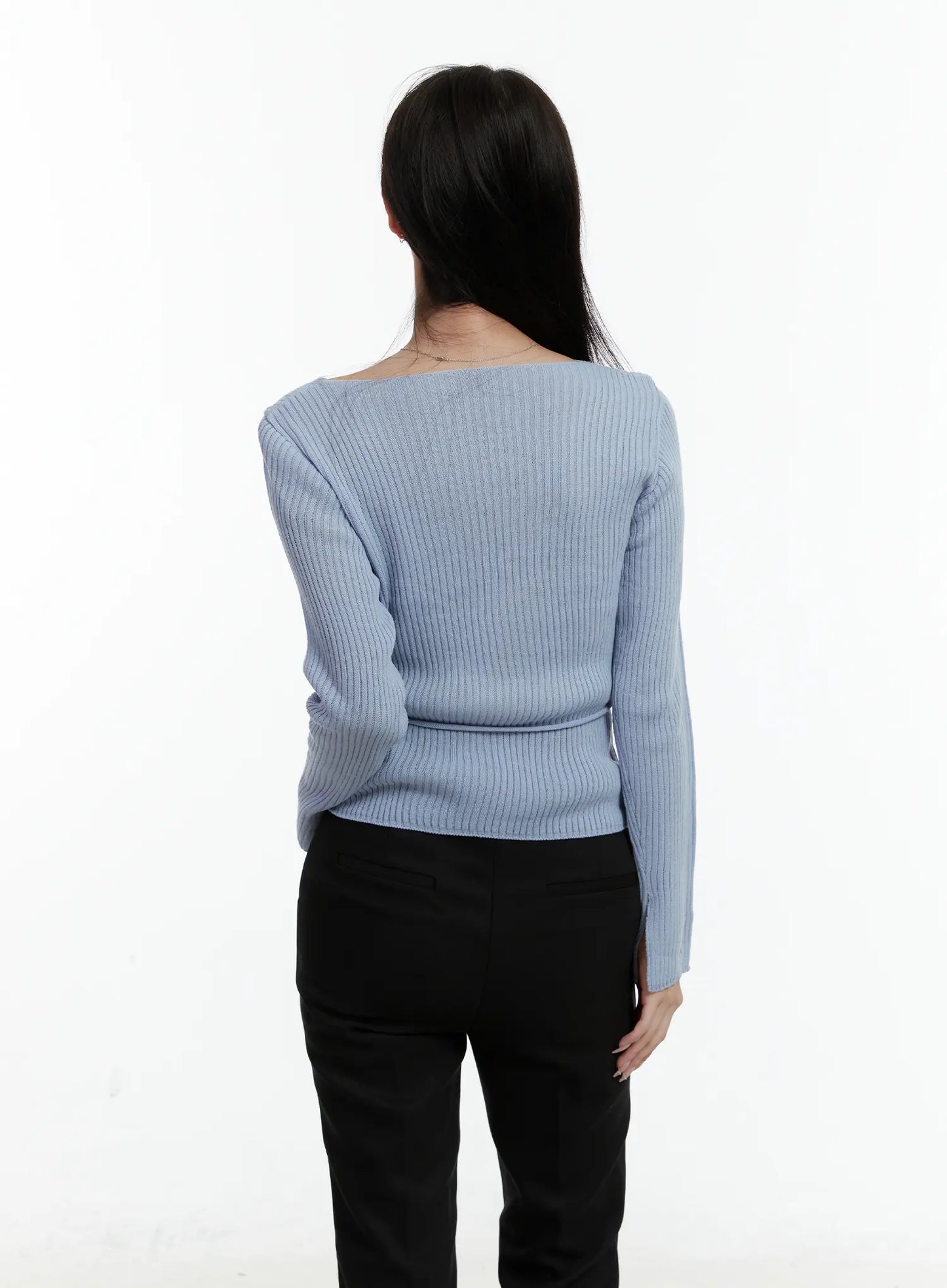 Asymmetrical Boat Neck Knit Top CD523