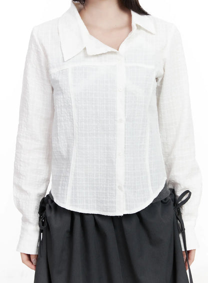 Asymmetric Plaid Long Sleeve Shirt CF523