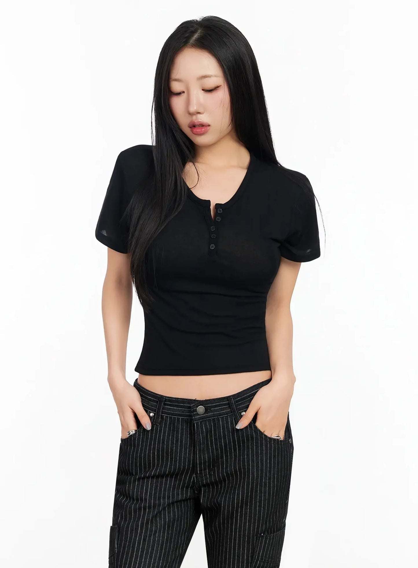 Buttoned Slim Fit T-Shirt CA513