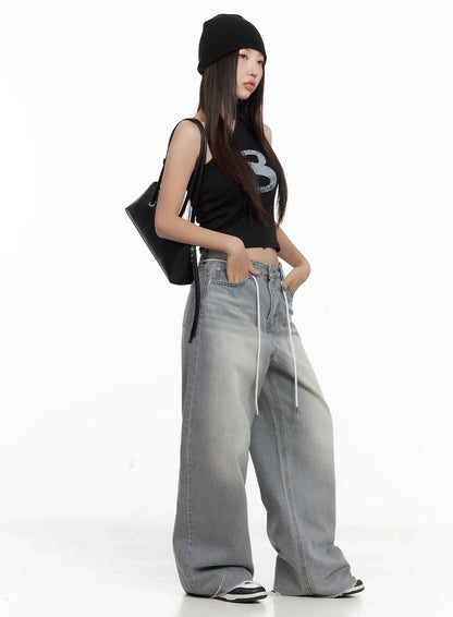 Asymmetric Graphic One-Shoulder Tank CL509