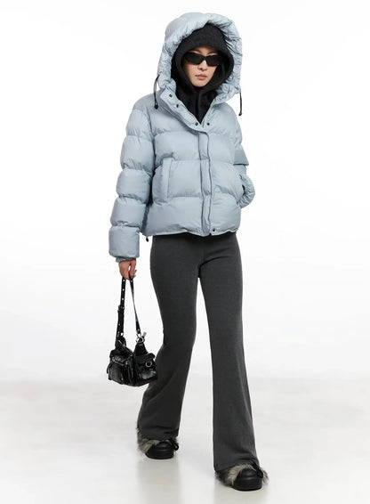 Buttoned Knit Hood Hat IN528