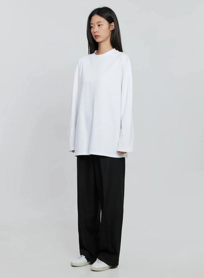 Casual Long Sleeve Oversized Tee IN507