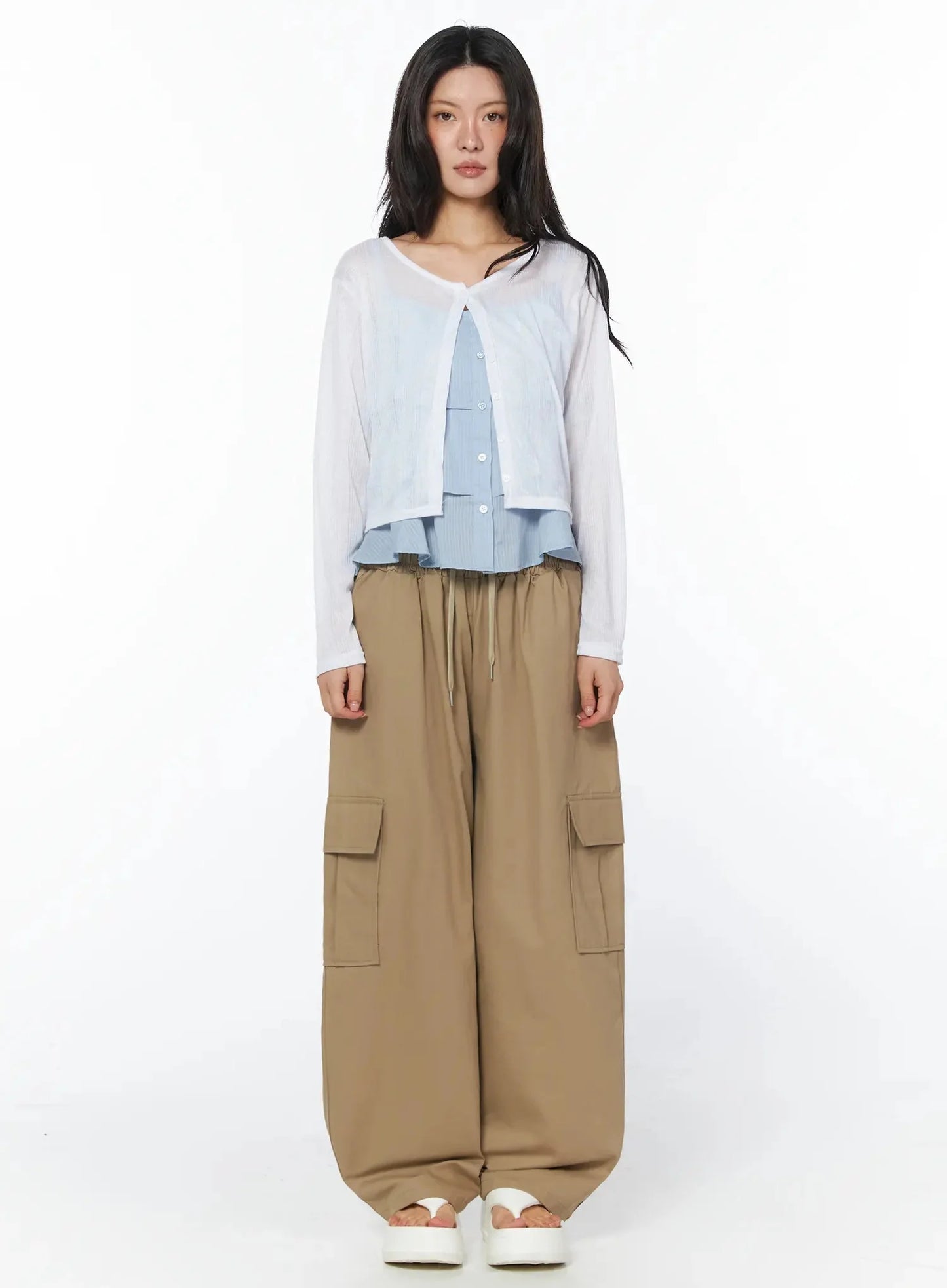 Casual Wide Leg Cargo Pants IU509