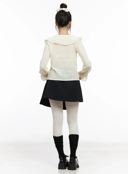 Asymmetric Pleated Mini Skirt CM513
