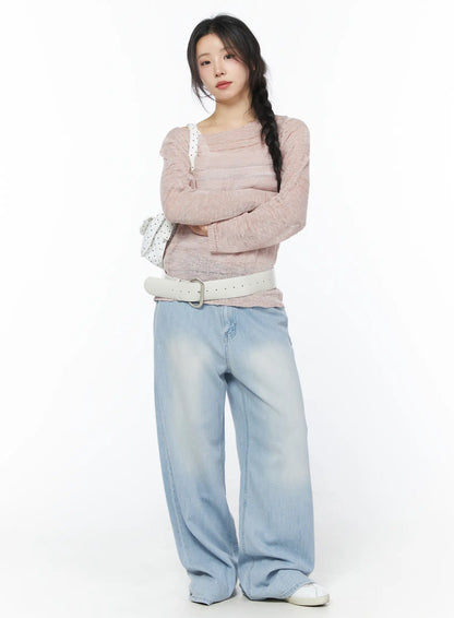 Avena Wide Leg Washed Jeans CY522