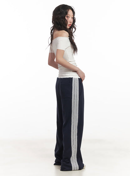 Angel Lace Wide-Leg Trackpants CA521