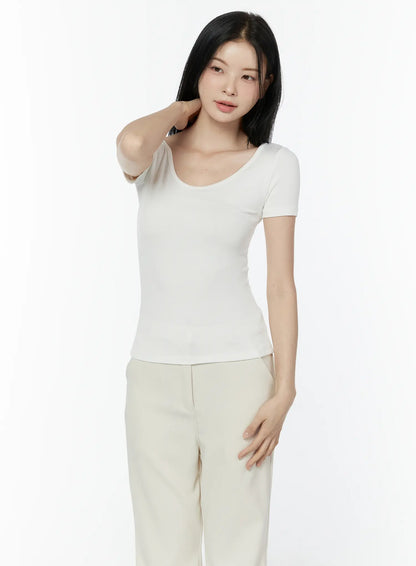 Basic Slim Fit Round Neck Tee IU503