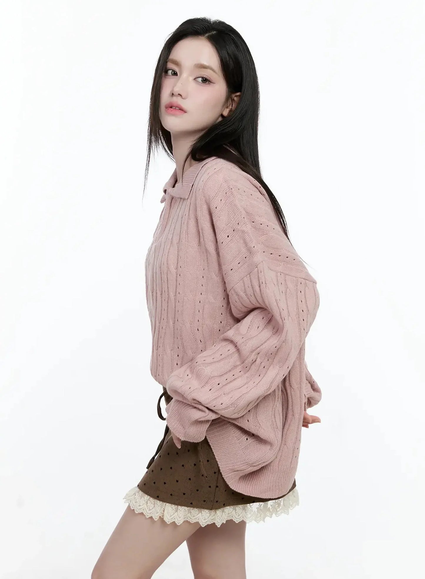 Cable Knit Half-Zip Sweater IO520