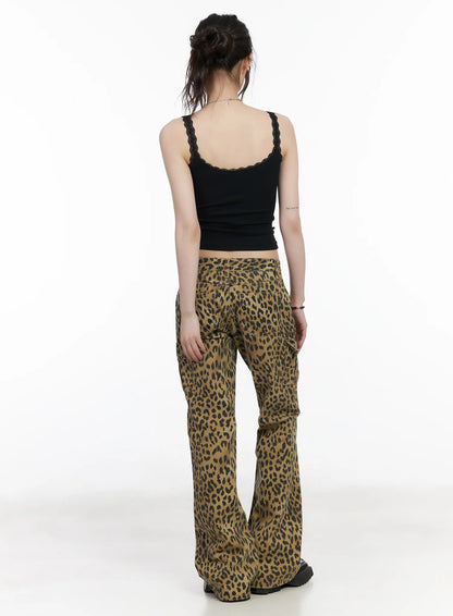 Animal Print Bootcut Pants CM526