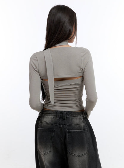 Chic One-Shoulder Top with Bolero CN401