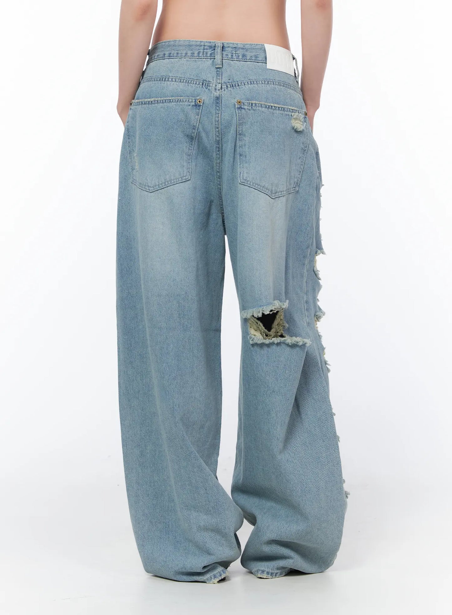Clementine Distressed Wide Leg Jeans CA528