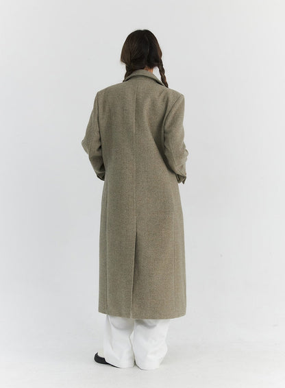 Button Tailored Maxi Coat CN309