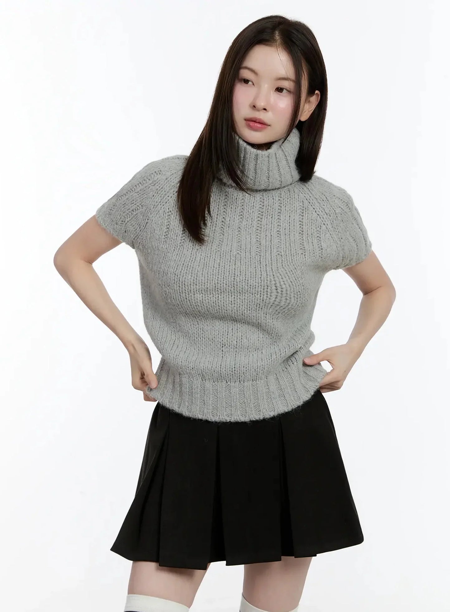 Chic Turtleneck Short Sleeve Sweater ID526