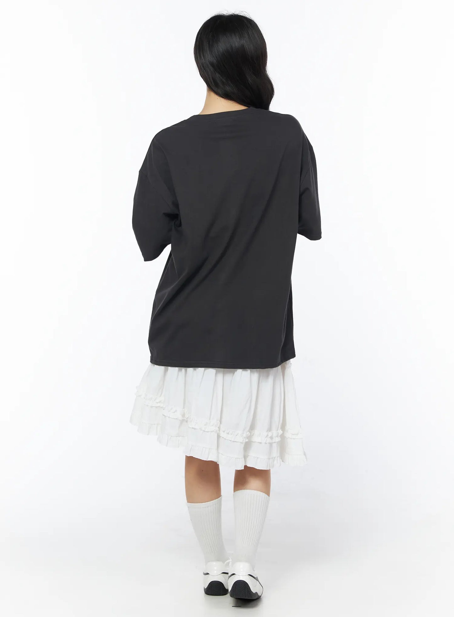 Asymmetric Frill Trim Midi Skirt CD805