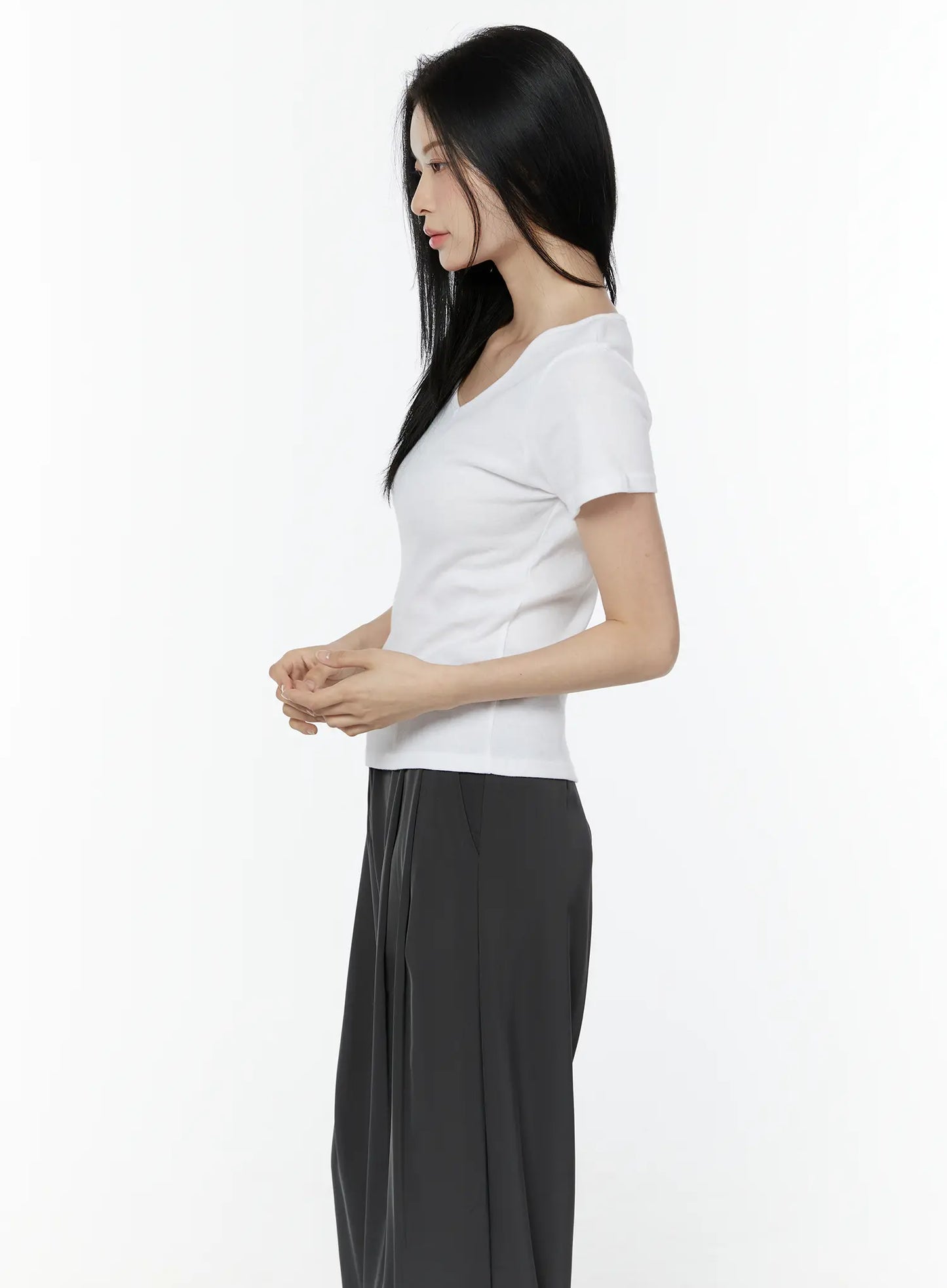 Casual V-Neck Cotton Tee IU503
