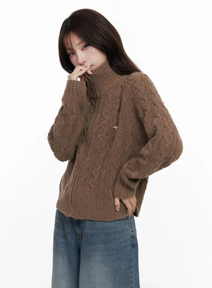 Cable Knit Zip-Up Jacket IN525