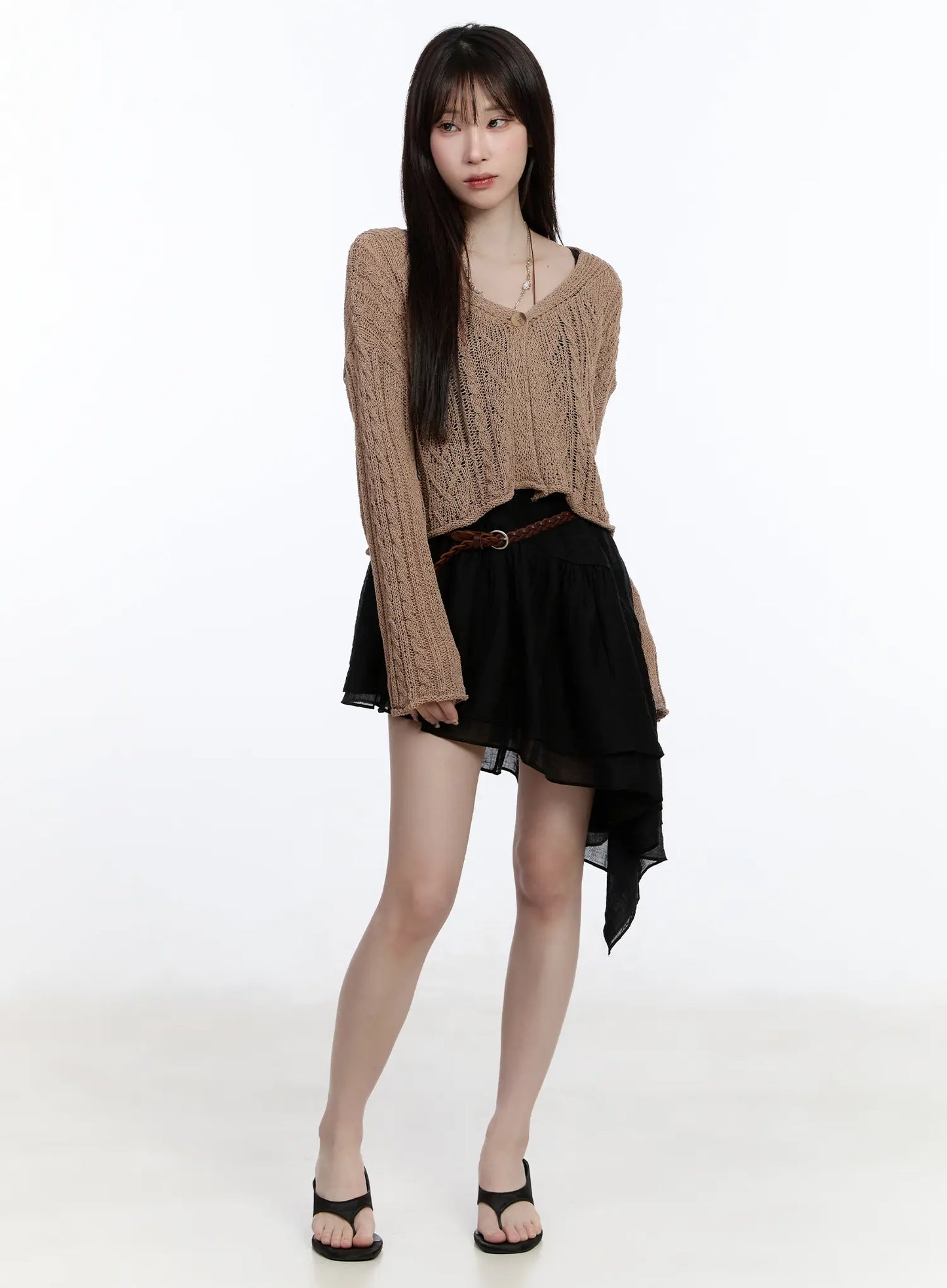 Asymmetric Hem Chiffon Mini Dress CA501