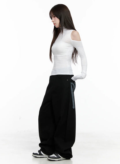Baggy Black Graphic Cotton Pants CO521