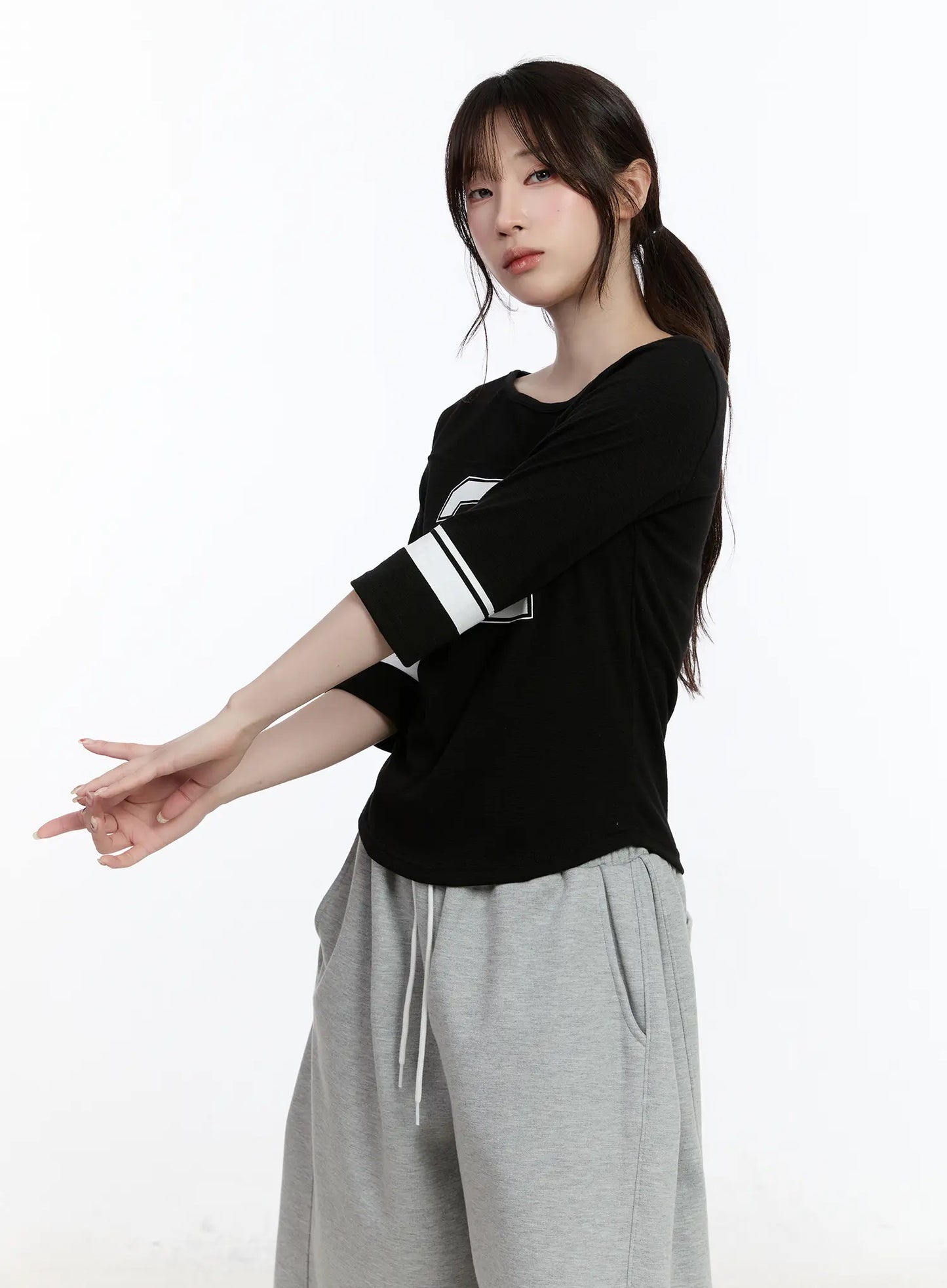 Casual Numeric Print Boatneck Top CA503