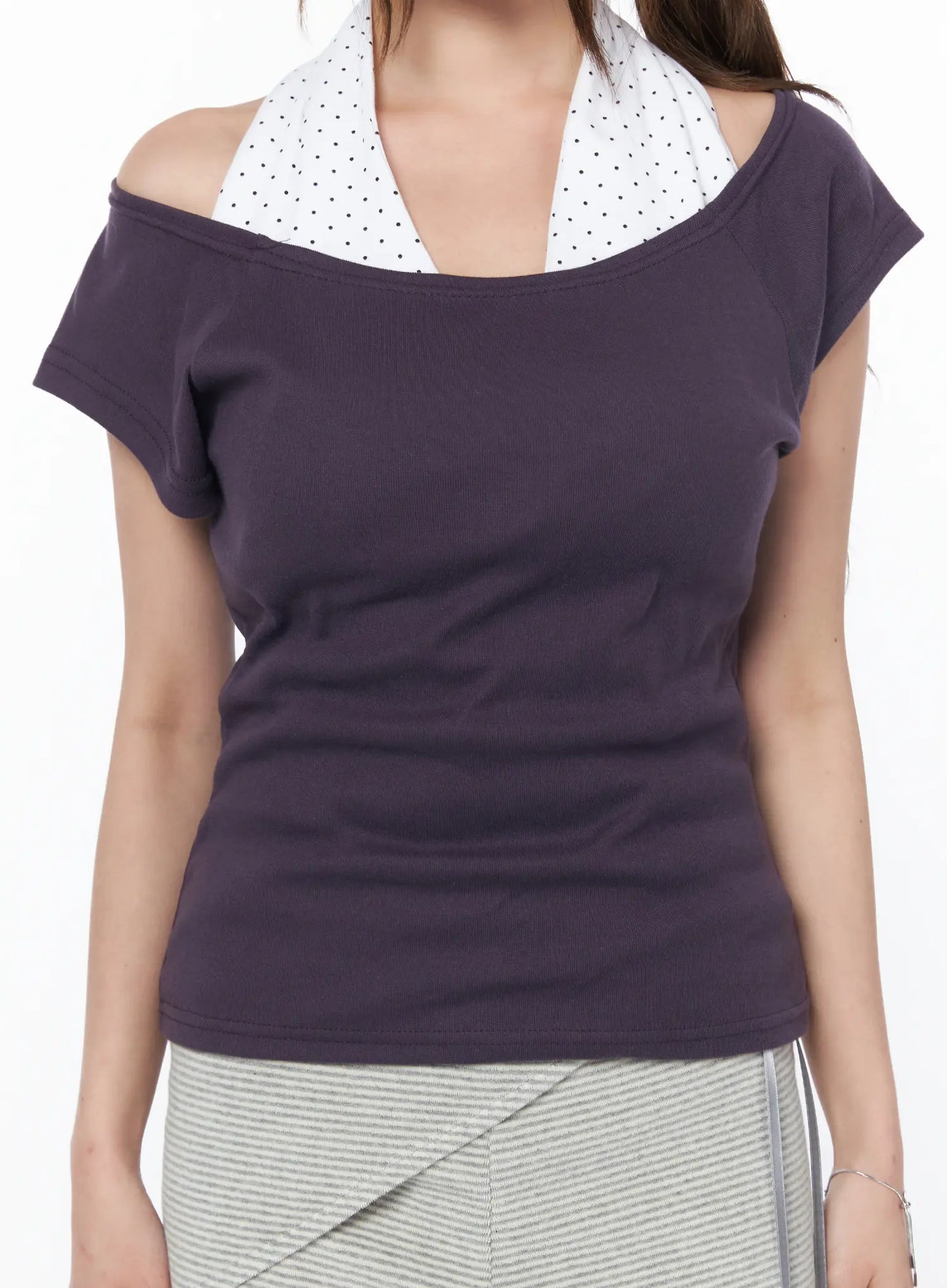 Casual Boat Neck Short Sleeve Tee CY529
