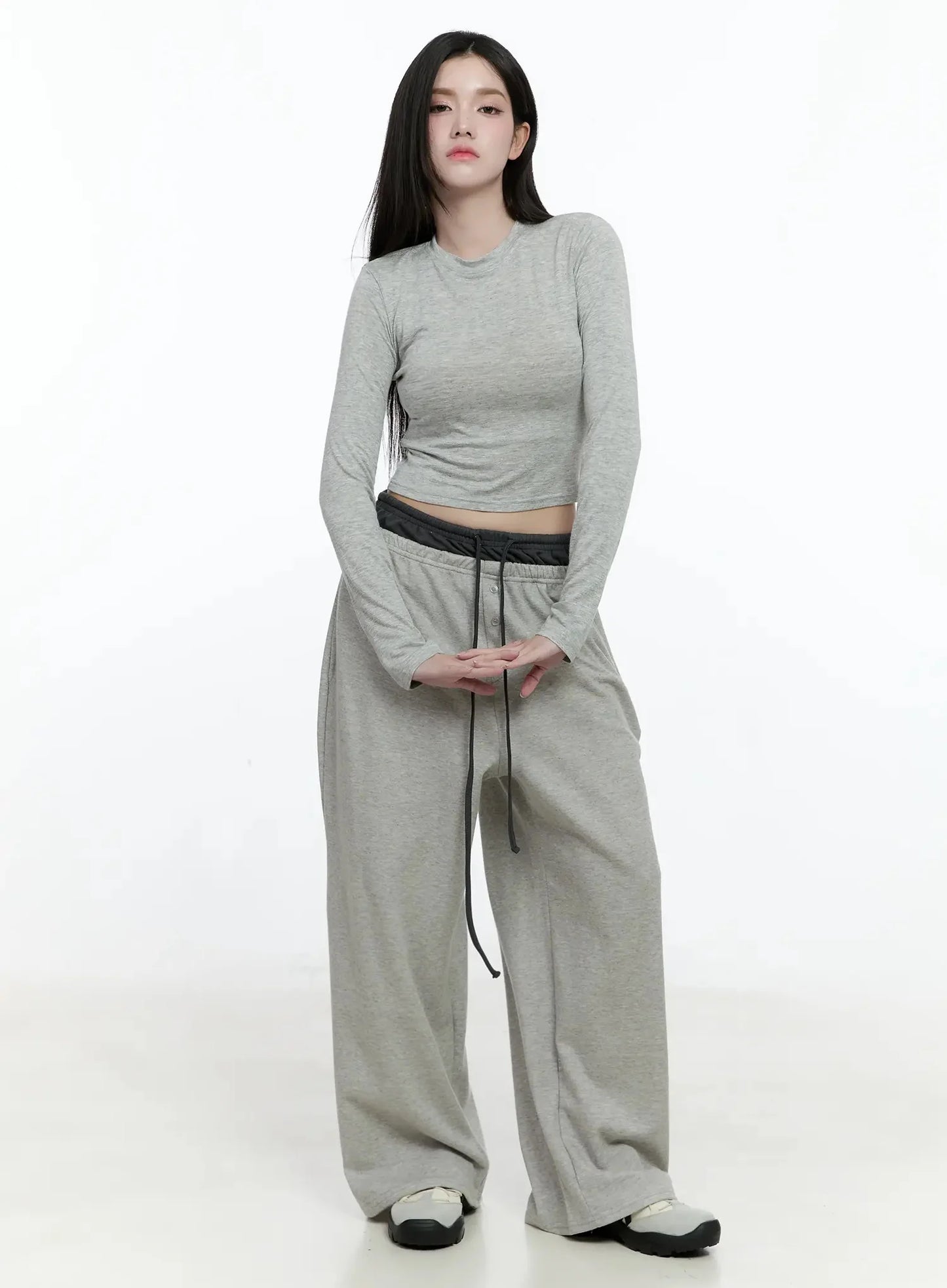 Casual Long Sleeve Crop Tee IO527
