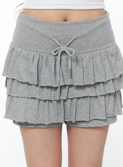 Basic Tiered Ruffle Mini Skort CY529