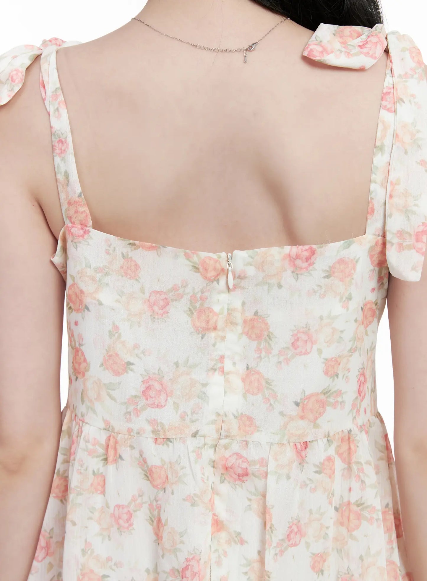 Chiffon Floral Tie Strap Mini Dress CA509