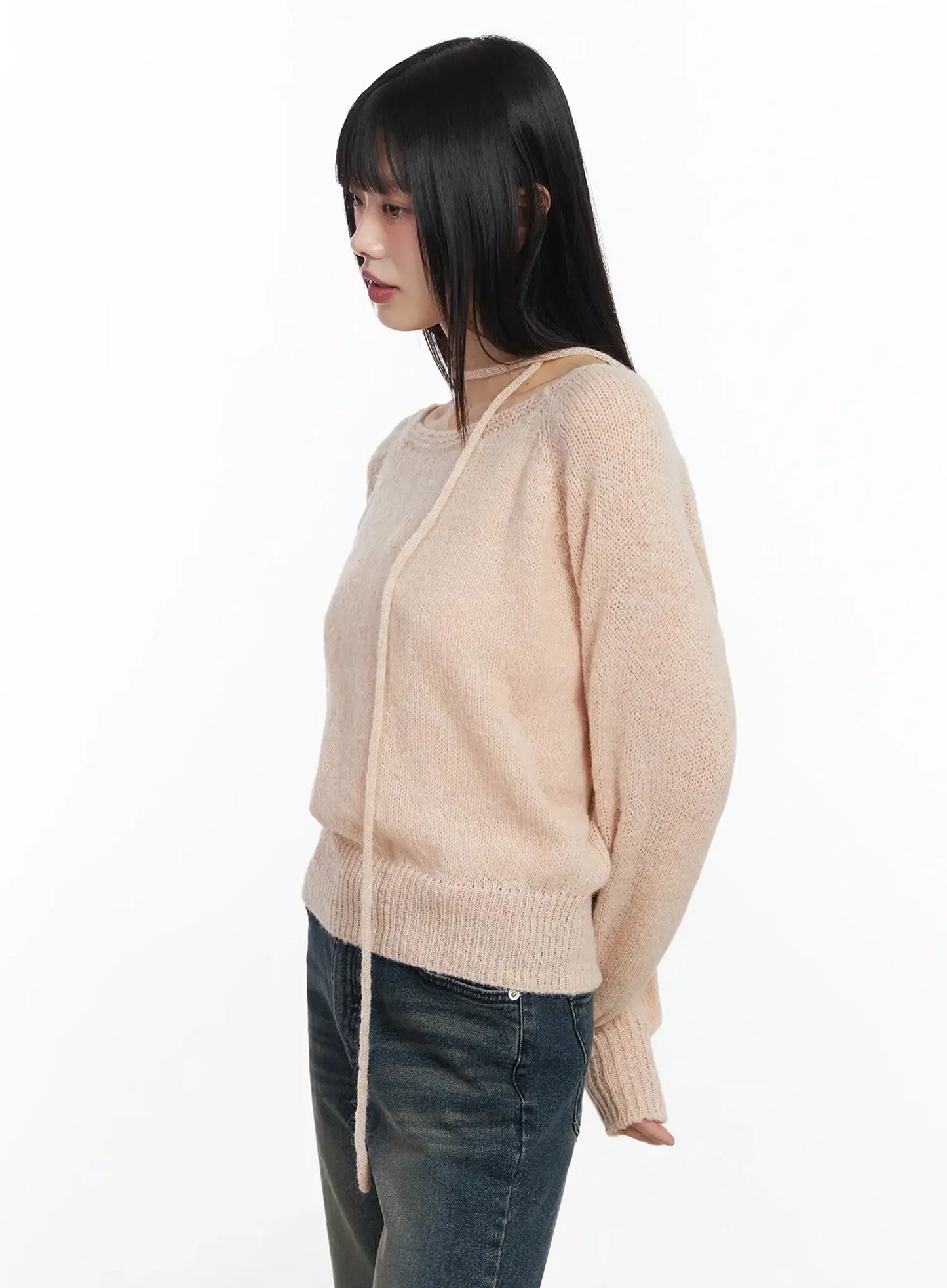 Chic Off-Shoulder Knit Sweater and Thin Scarf Set F517