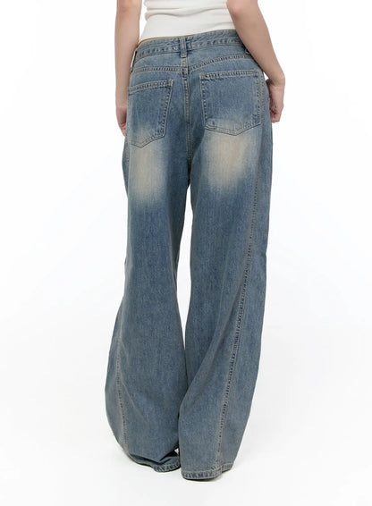 Amoura Wide Leg Washed Jeans CA521