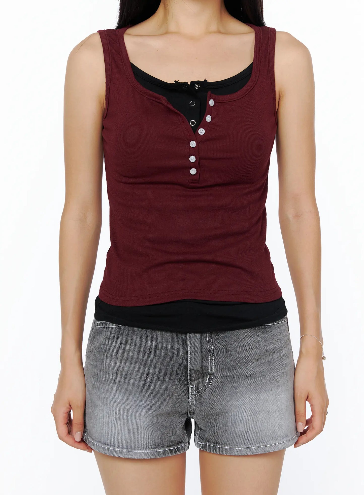 Basic Button Tank Top CU515