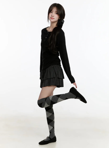 Button Accent Long Sleeve Top CM510