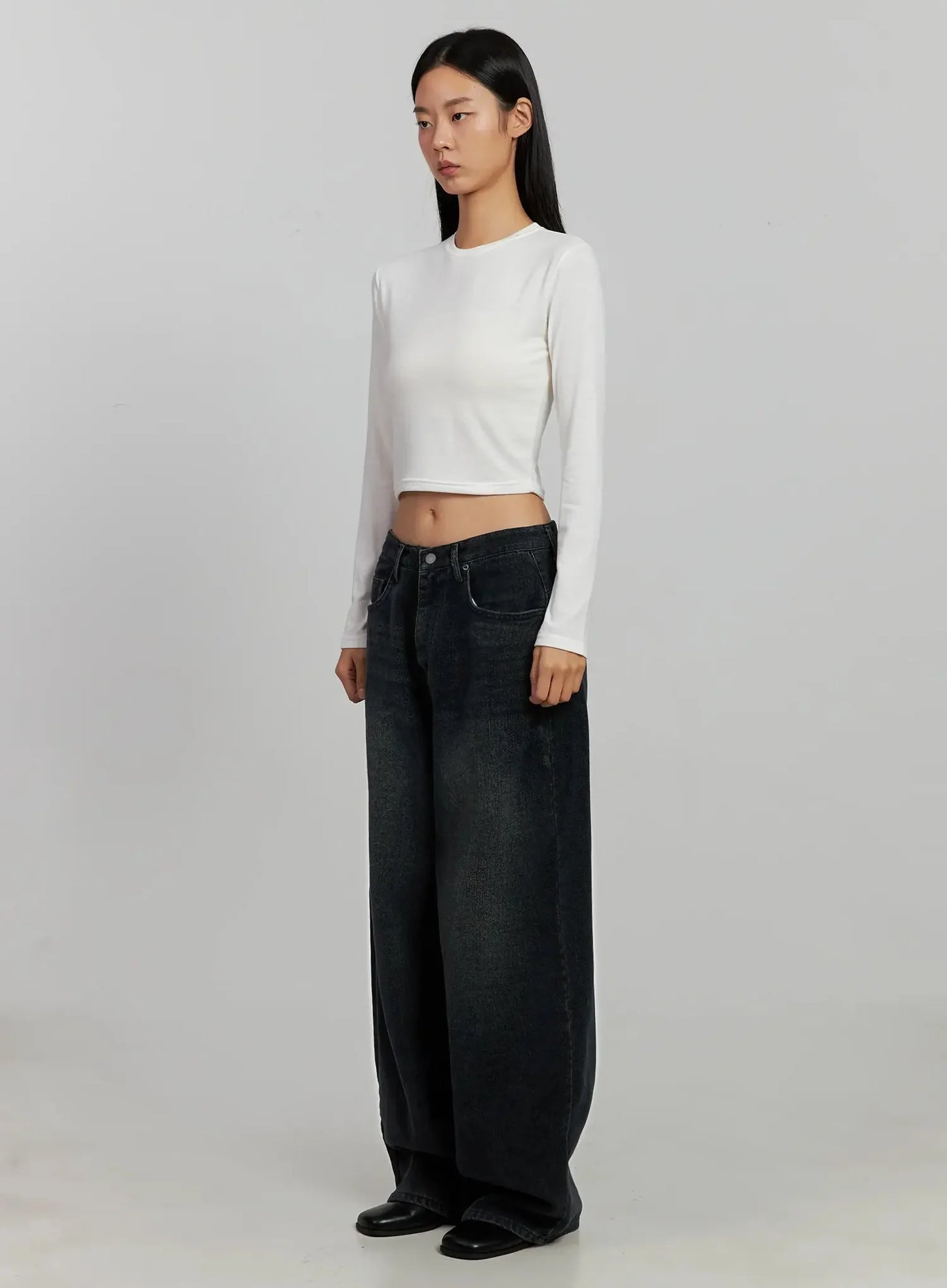 Aubree Washed Wide Jeans IJ502