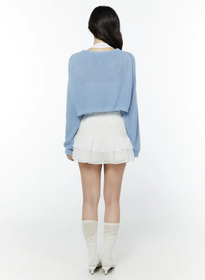 Bow Waist Tiered Mini Skirt IY511