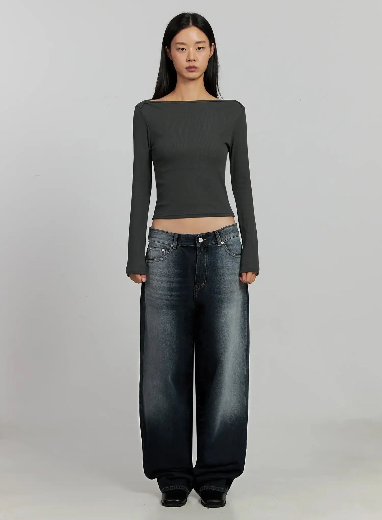 Boat Neck Long Sleeve Top IJ505