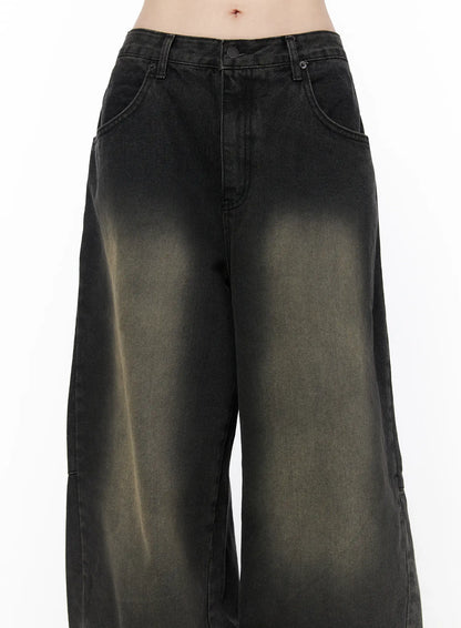 Bodie Vintage Wash Wide Leg Jeans CU519