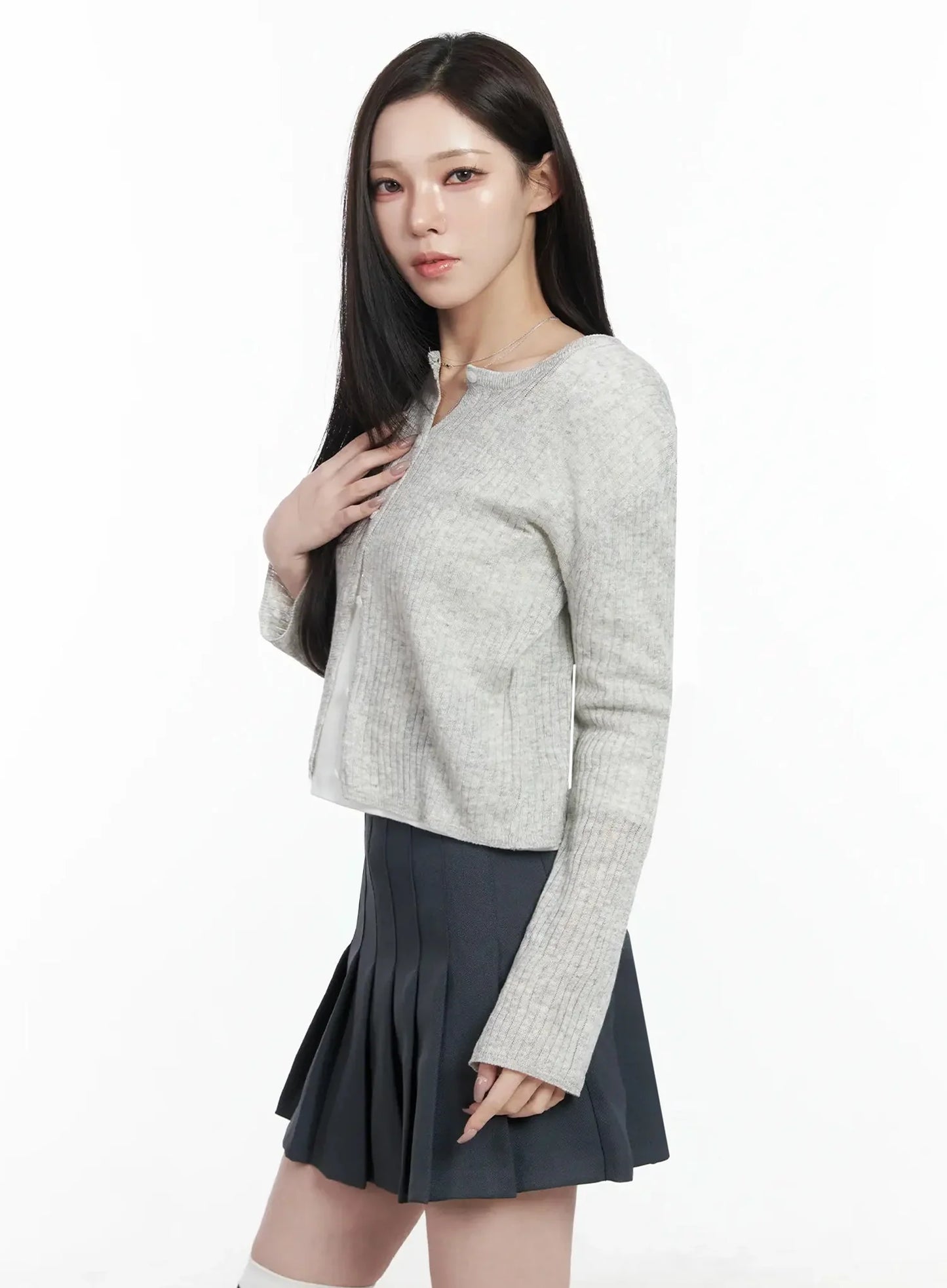 Basic Ribbed Cardigan IJ528