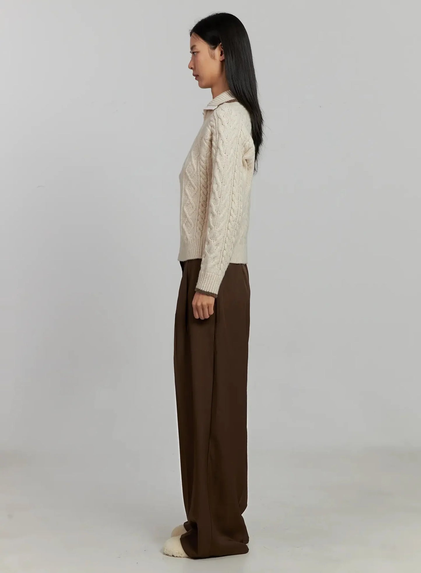 Brown Pleated Slacks IJ505