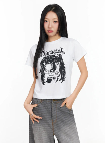 Anime Print Graphic T-Shirt CA513
