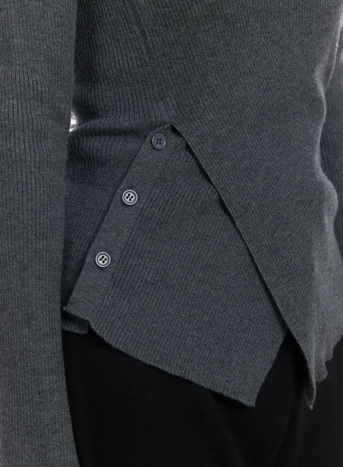 Asymmetric Buttoned Knit Top IJ529