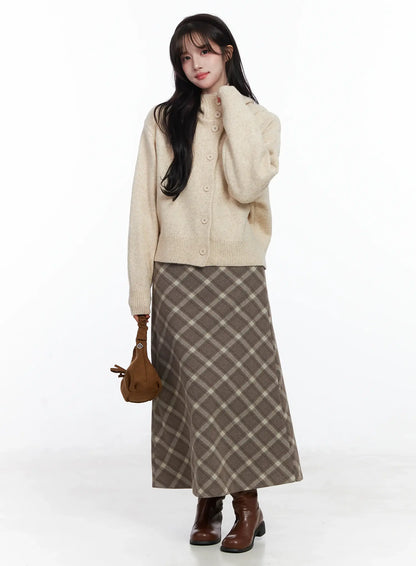 Buttoned Knit Hoodie IJ529